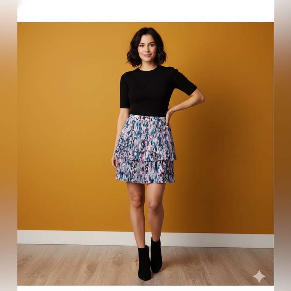 J. Crew Pink and Blue Pleated Mini Skirt